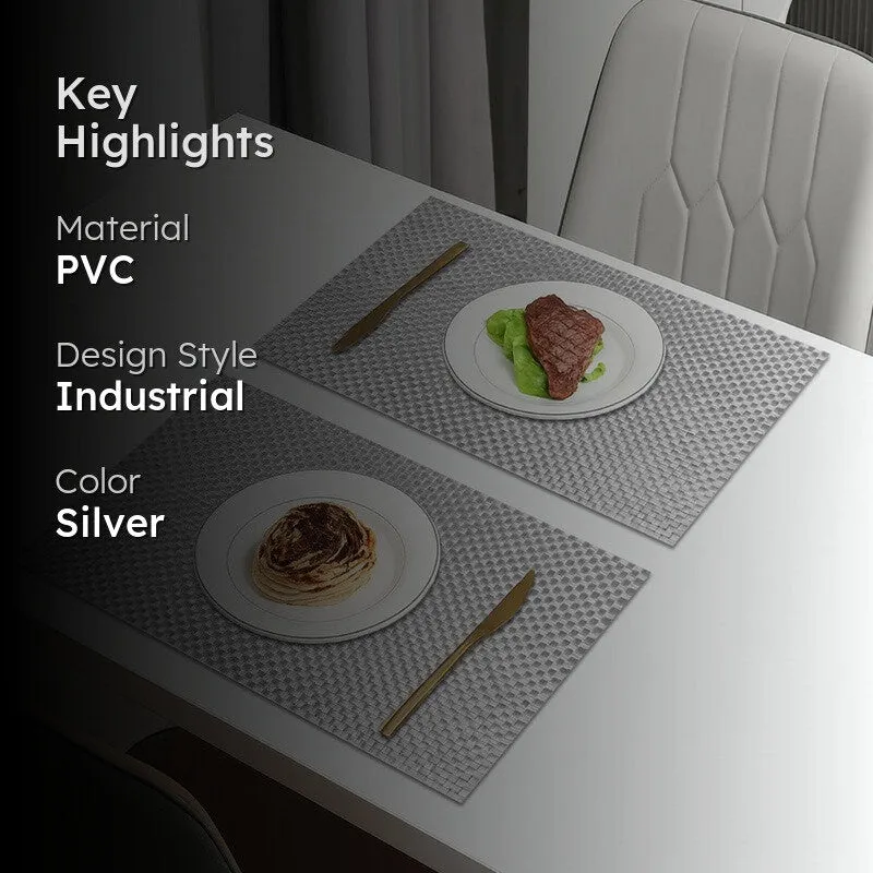Vionne Silver Rectangle PVC Table Mats - Set Of Two media 2
