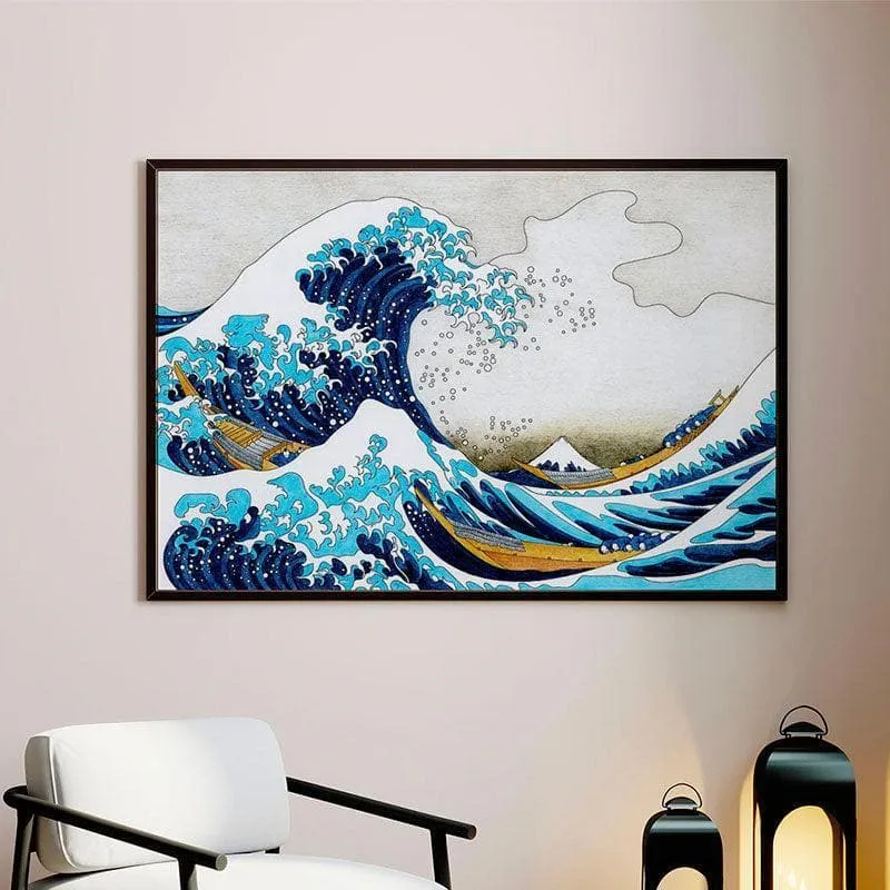 Great Waves Canvas Painting - Black Frame media 1