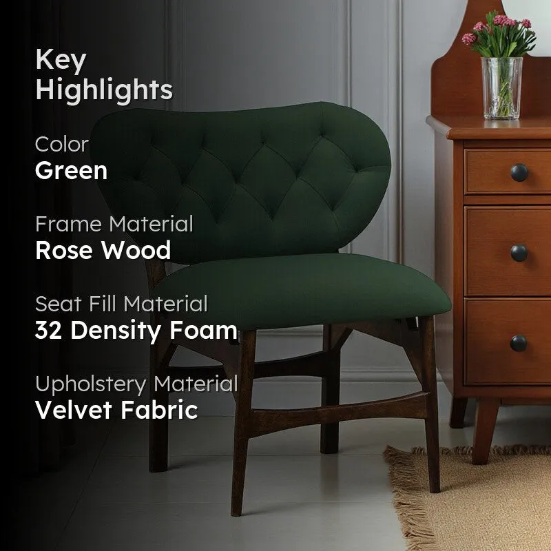 Racknest Rose Wood Accent Chair - Green media 2