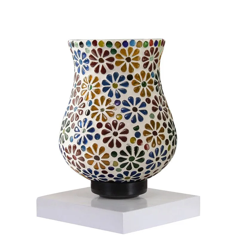 Flovira Mosaic Glass Table Lamp With Wooden Base - Multicolor media 6
