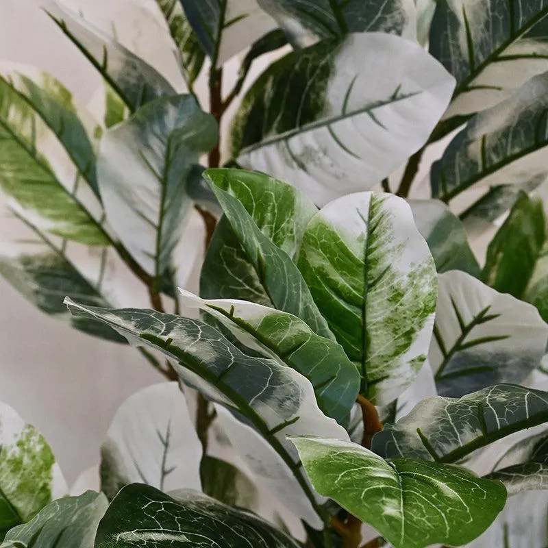 Faux Everlasting White Croton Tree With Black Plastic Pot - 110 cm (3.6 ft) media 4