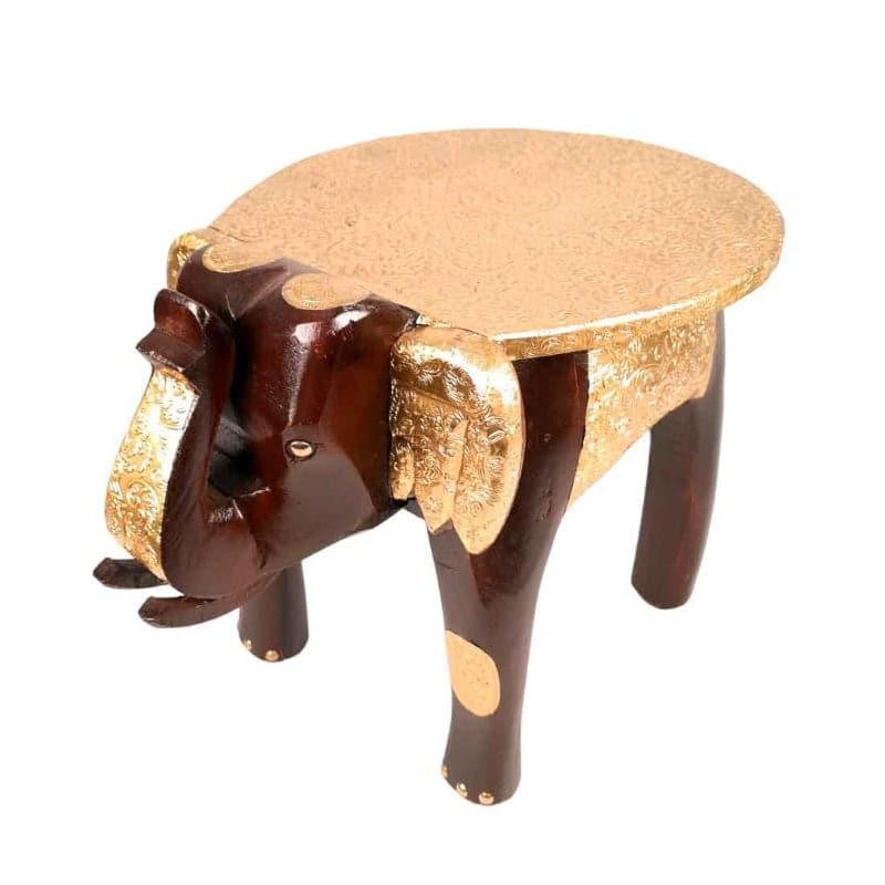 Gaja Deva Stool - Brown & Gold media 4