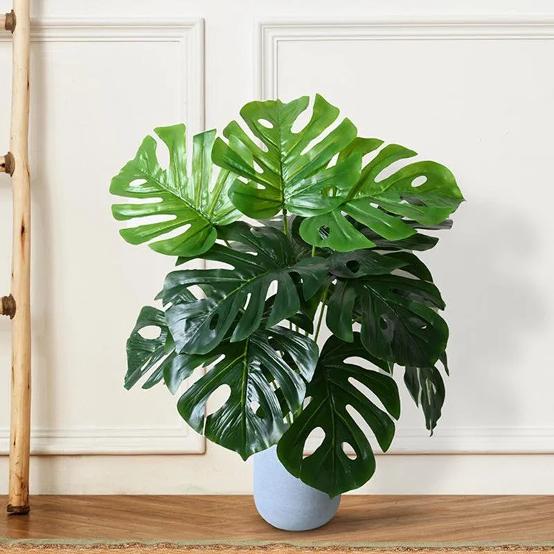Faux Everlasting Deliciosa Monstera Artificial Plant With Black Plastic Pot - 61 cm (2 ft) media 3