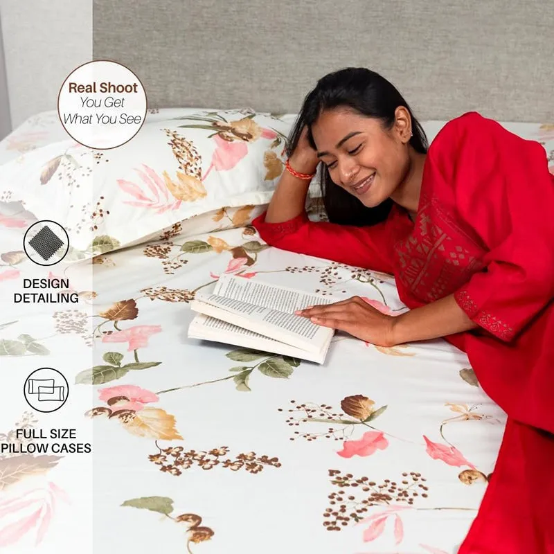 Urban Space Cherry Blossom-Peach Cotton Bedsheet - 200 TC media 8
