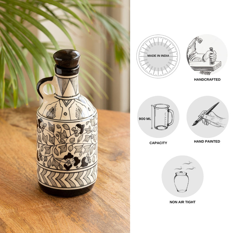 Mughal Musca Handpainted Oil Dispenser (Grey) - 900 ML media 5