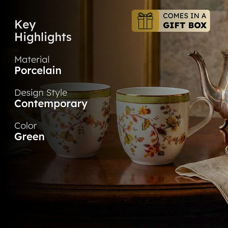 Painted 24k Gold Brushed Porcelain Coffee Mug (300 mL Each) - Set of Six media 2