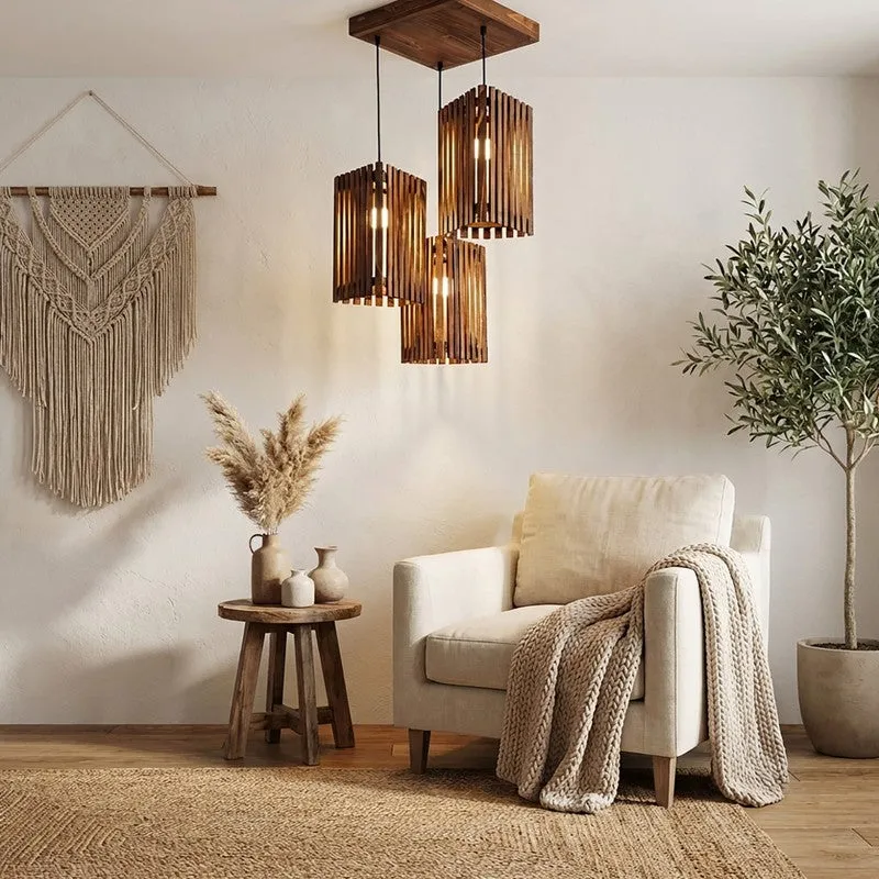 CageAura Illume Wooden Ceiling Lamp - Beige media 3