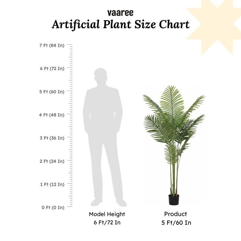 Faux Lush Areca Plam Plant With Black Plastic Pot -5 Feet media 6