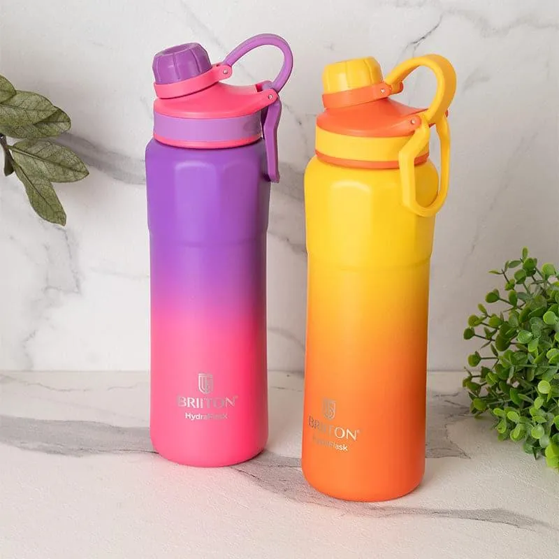 Serene Sip Hot & Cold Thermos Water Bottle (Pink & Yellow, 800 mL Each) - Set Of Two media 1
