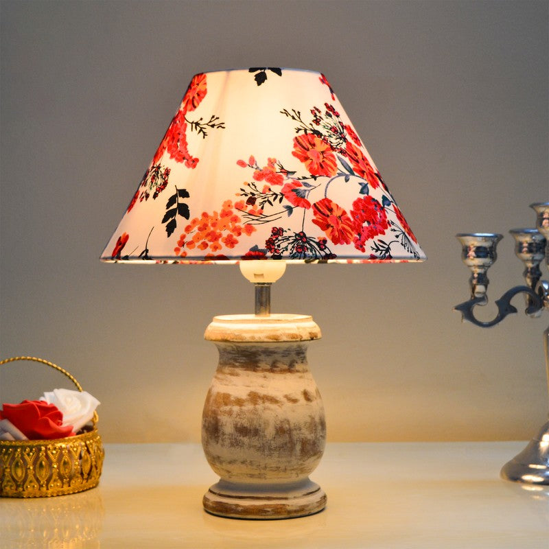 PetalHarmony Wooden Table Lamp