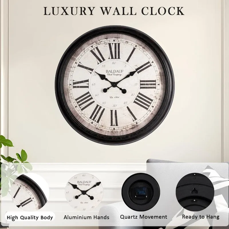 V Round Wall Clock - Black & White media 10