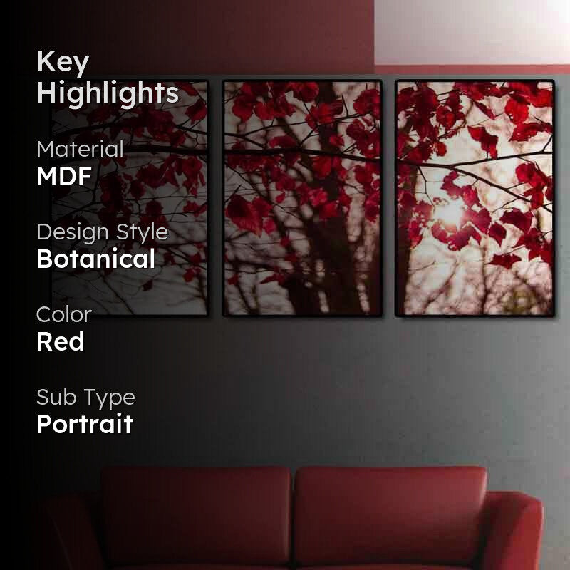 Red Leaves Wall Art - Set Of Three media 2