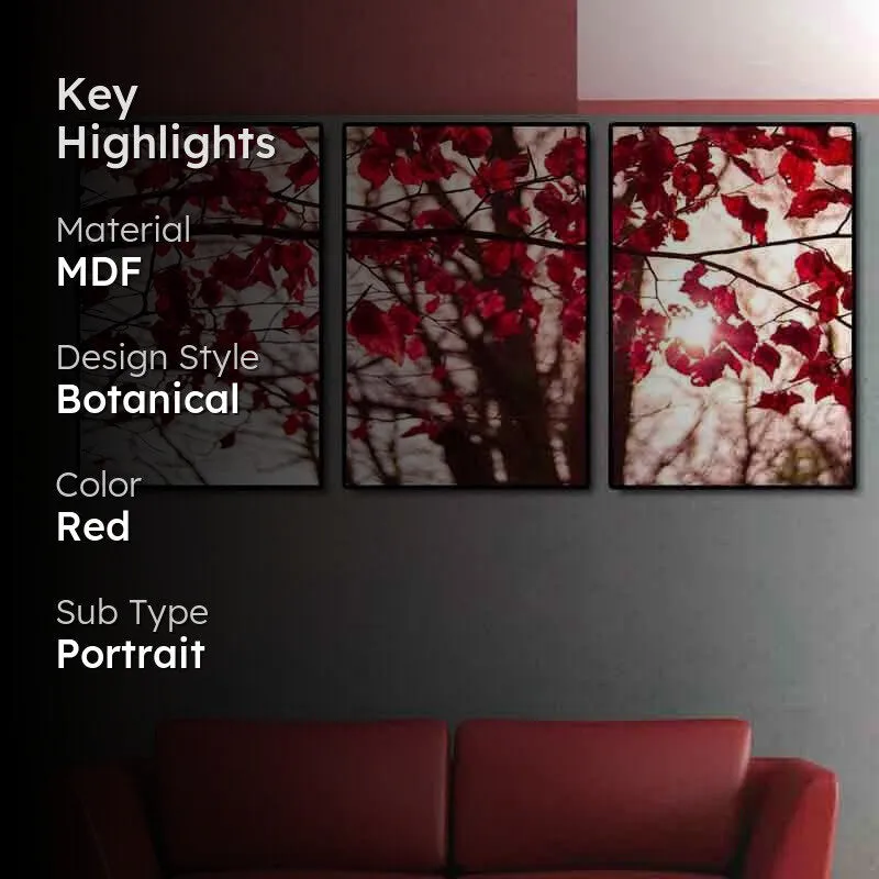 Red Leaves Wall Art - Set Of Three media 2