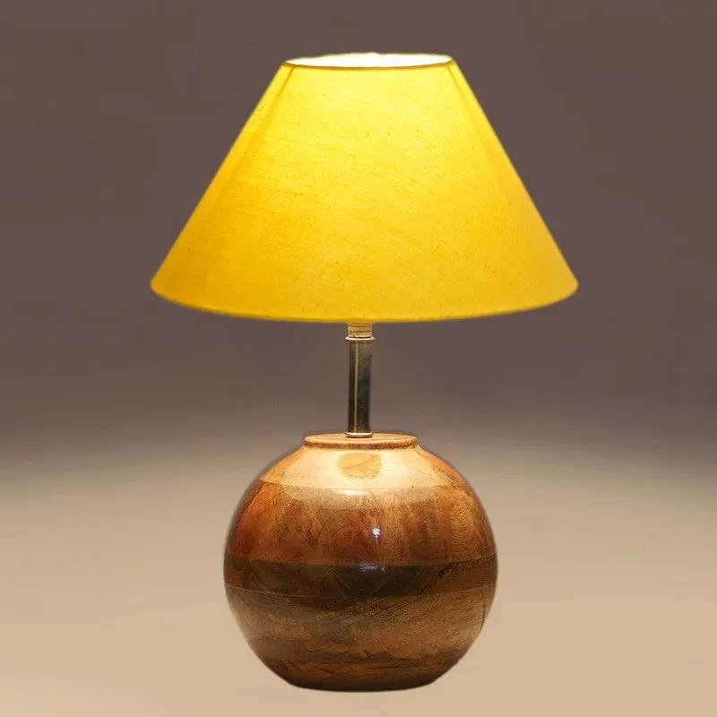 Auryon Cotton Table Lamp With Wooden Base - Yellow media 4