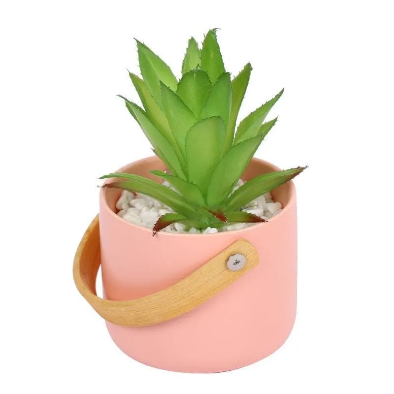 Faux Succulent In Bucket Pot (16.5 cms) - Pink media 3