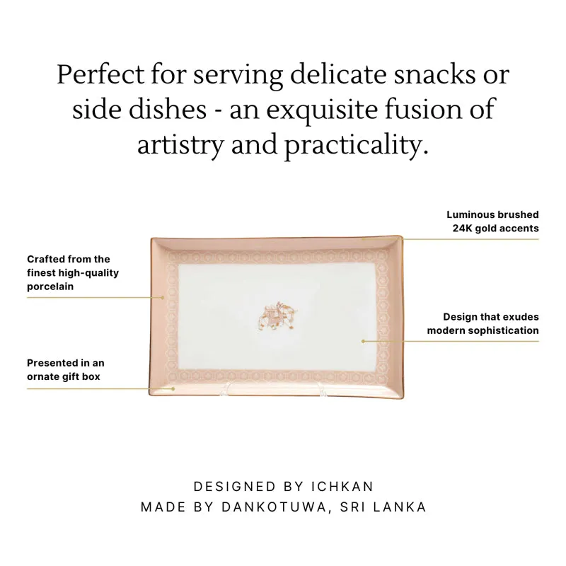 Gilded Legacy Tableware Porcelain Platter - Peach media 4
