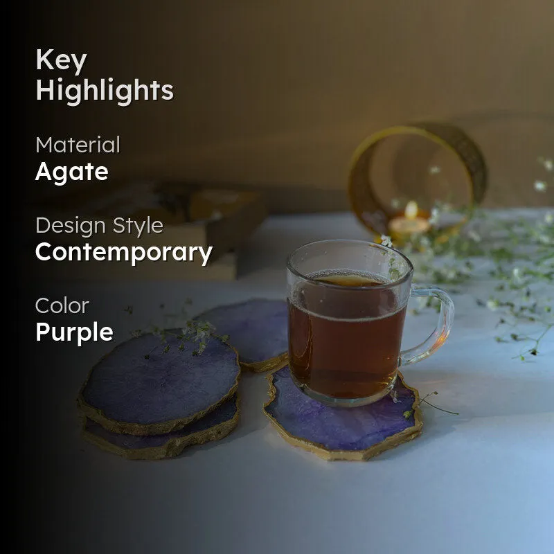 Celeste Handcrafted Crystal Agate Coaster (Purple) - Set Of Four media 2