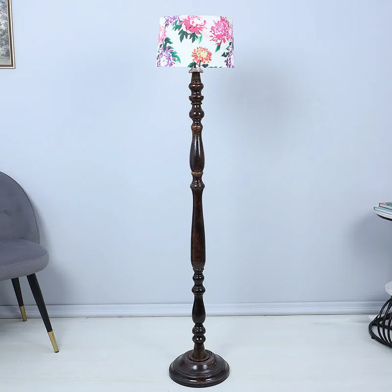 Miyabi Totem Printed Mango Wood Floor Lamp - Black media 3