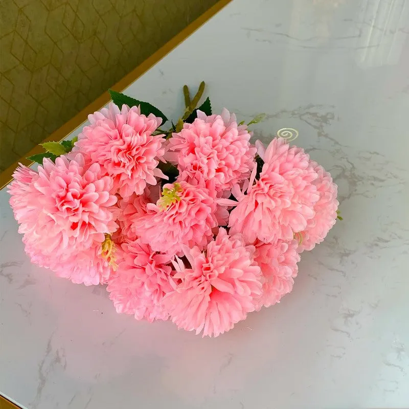 Hortensia Chrysanthemum Silk Artificial Flower Sticks - Pink media 8