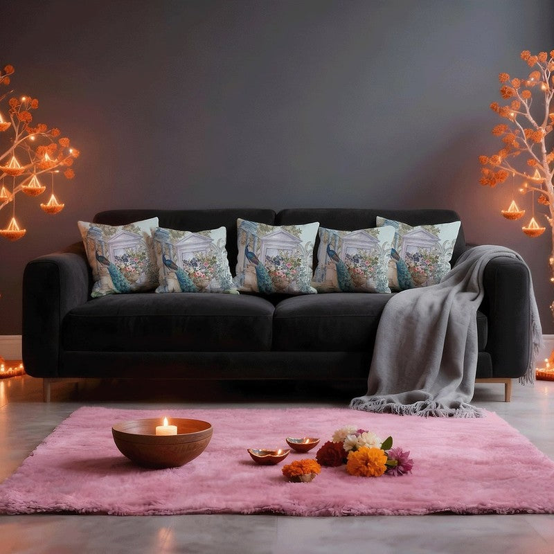 Regal Peacock Courtyard Cushion Cover - Set Of Five