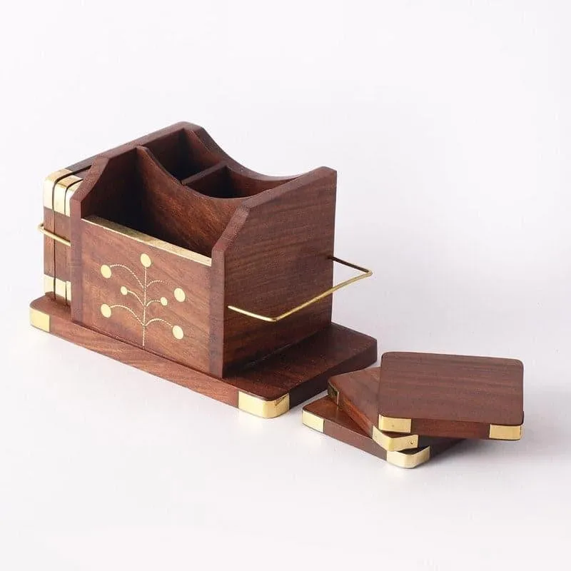 Prida Wooden Coaster - Seven Piece Set media 5