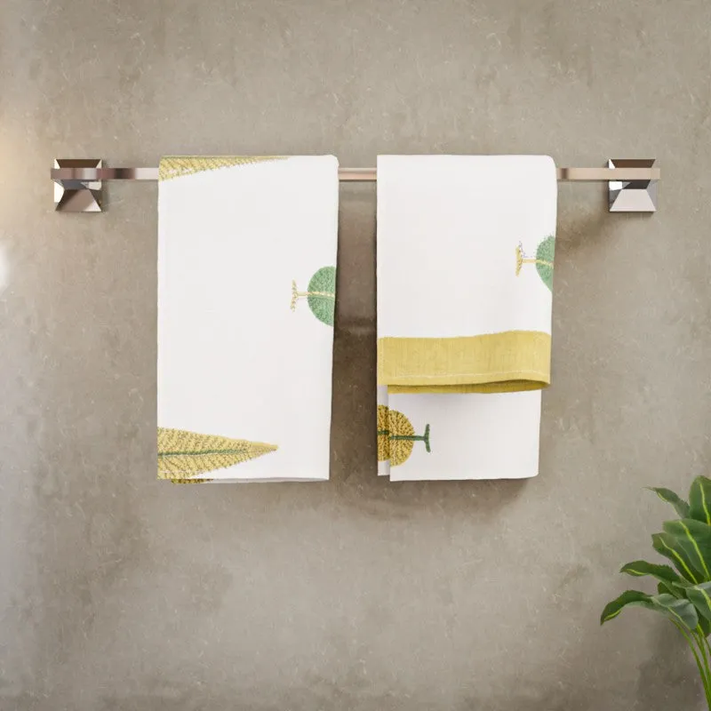 Palm Whisper Cotton Hand Towel (Brown) - Set Of Two media 3