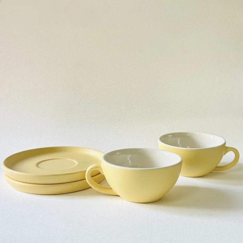 Ceramic Cup & Saucer (Yellow/240 mL Each) - Set of Two media 8
