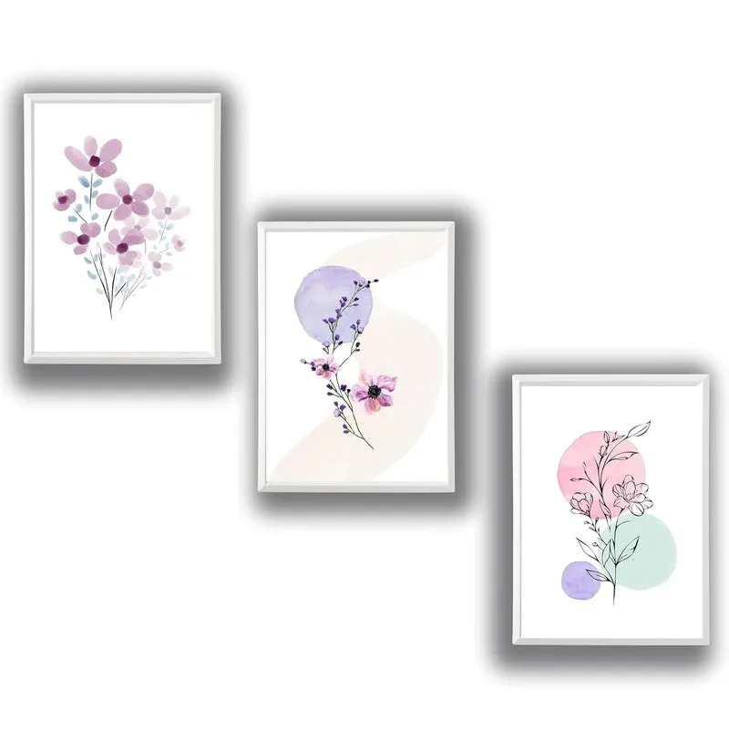 Dreamy Florals Paper Wall Painting With Frame - White media 5