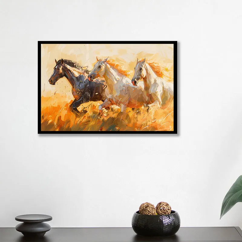 Galloping Triad Wall Art with Black Frame media 1