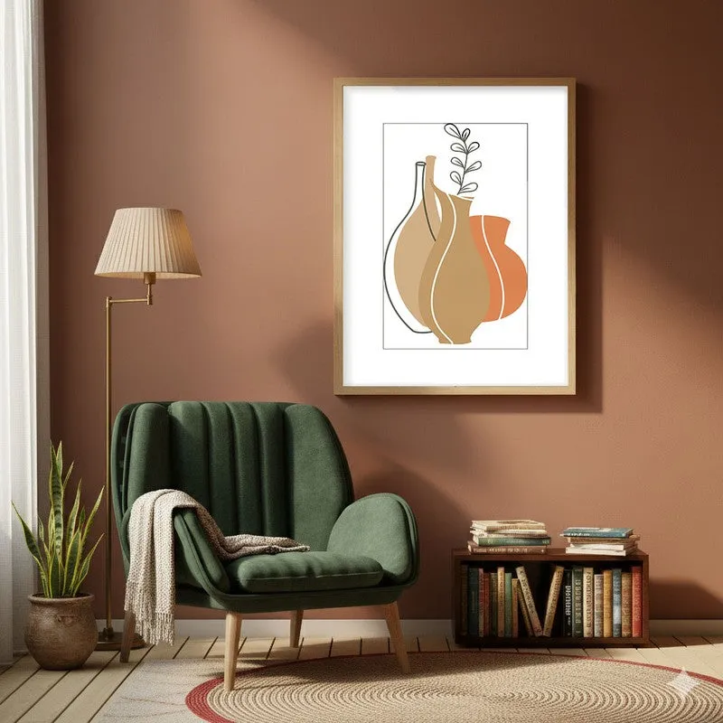Earthen Jars Canvas Wall Painting With Brown Frame media 6