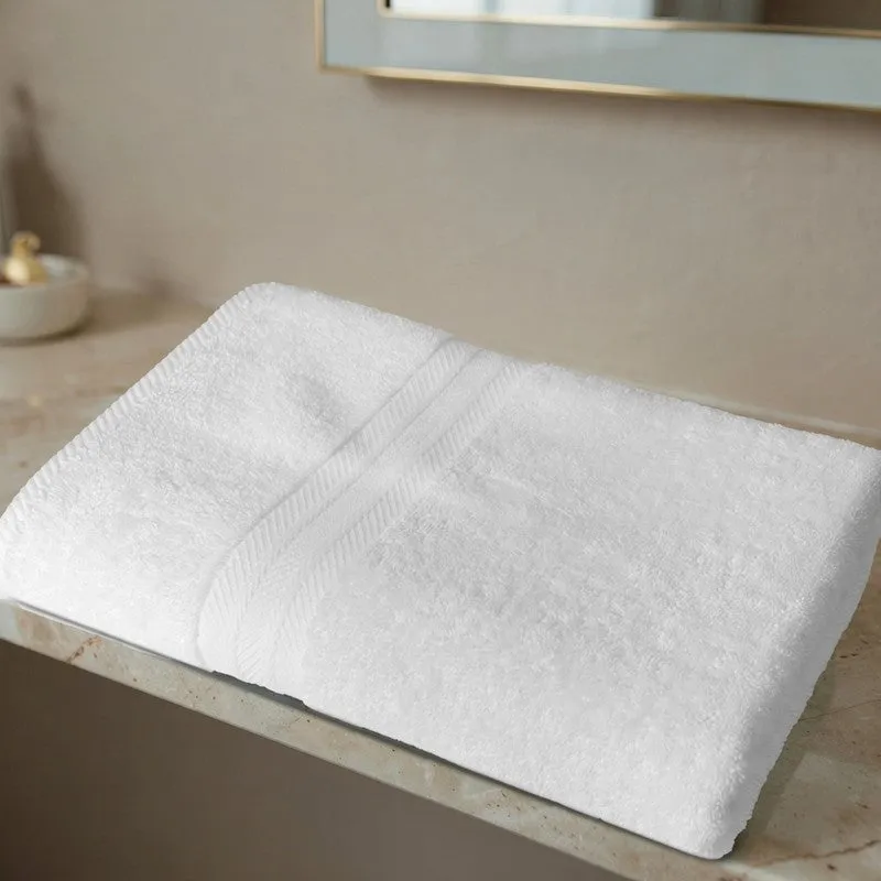 PlushAura Cotton Bath Towel (White) media 3