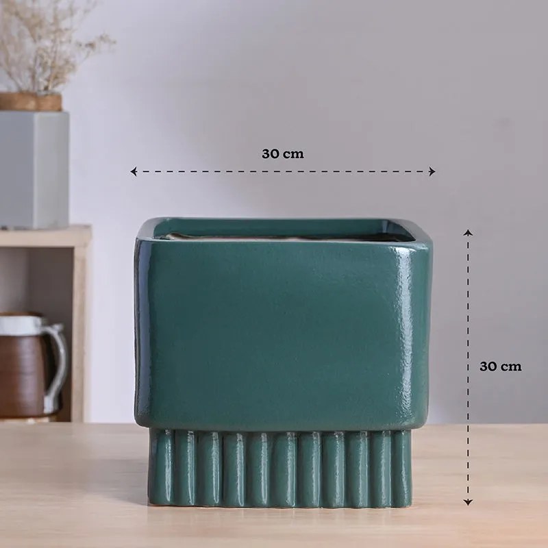 Ugaoo Sleepy Sprout Square Ceramic Planter - Green media 10