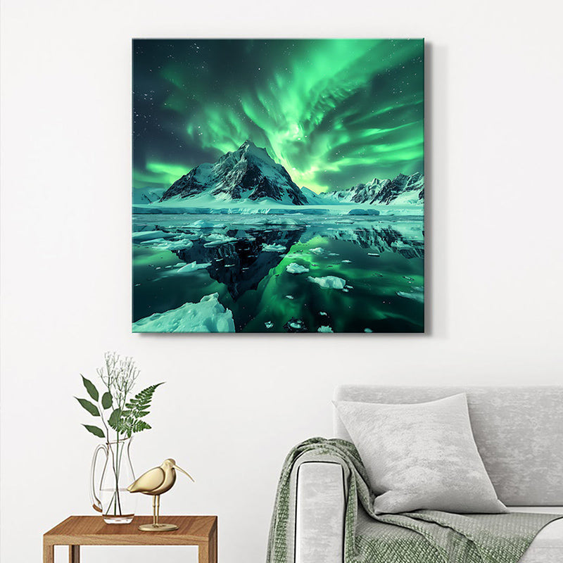 Aurora Icy Peaks Wall Painting