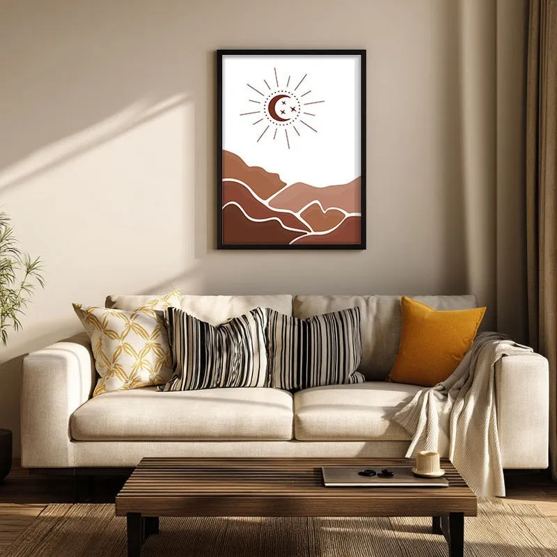 Desert Night Canvas Wall Painting With Black Frame media 1