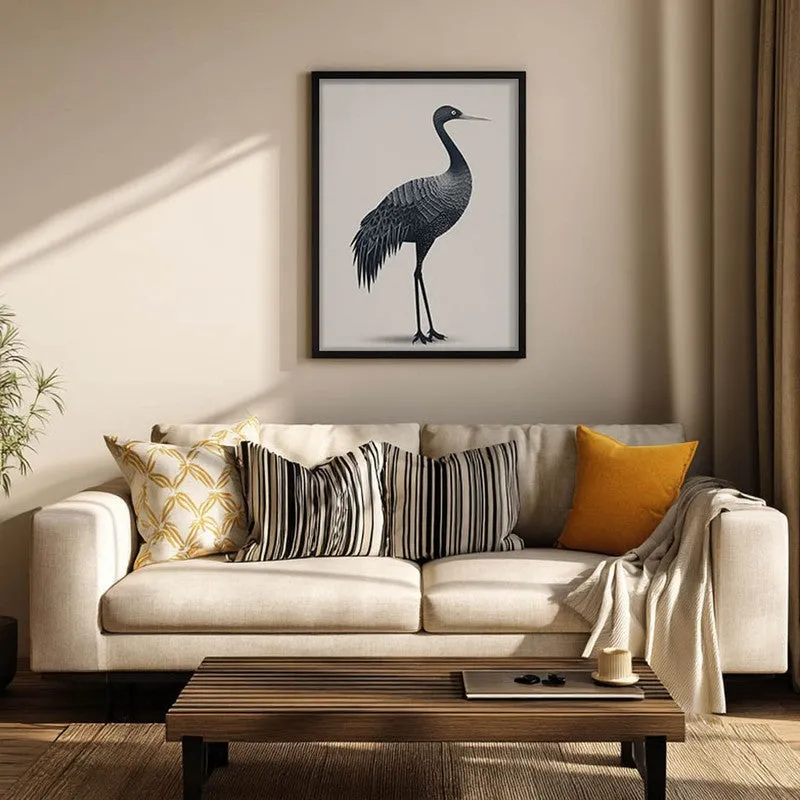 Graceful Crane Line Art Canvas Wall Painting With Black Frame media 4