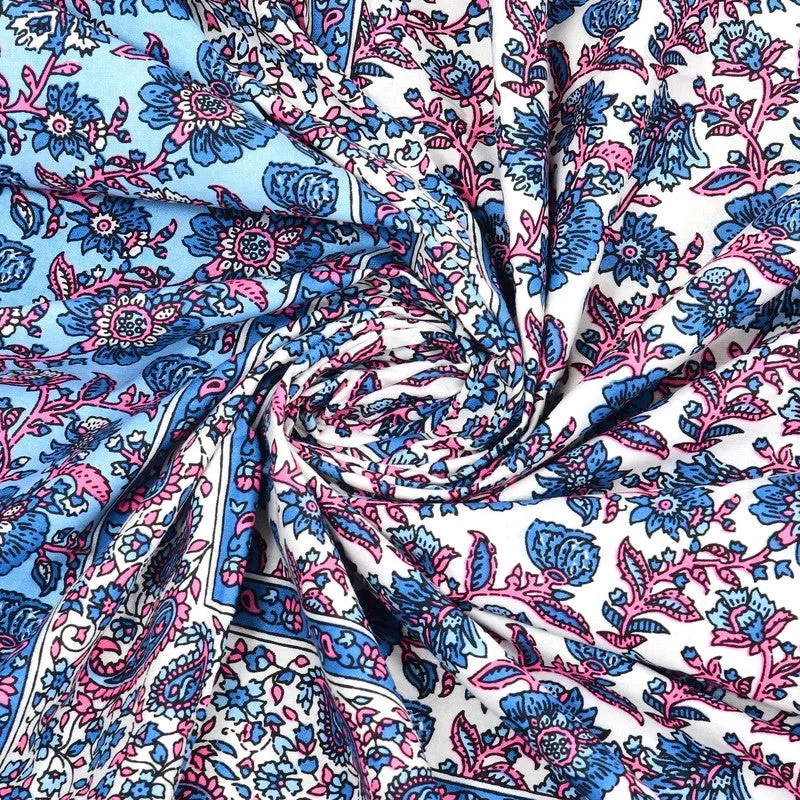 Crafton Cotton Bedsheet (Blue,Pink) - 240 TC media 5