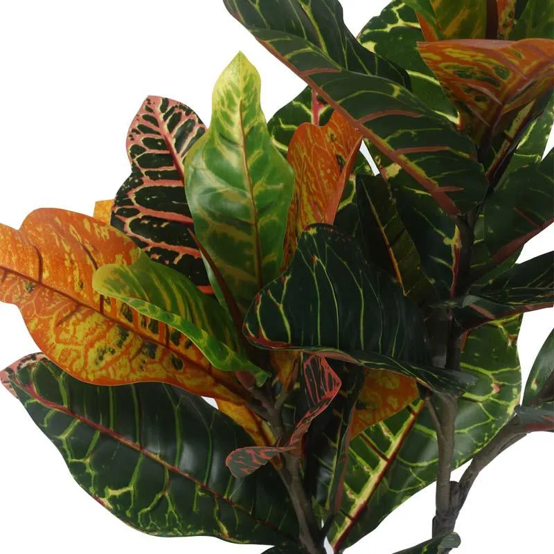 Faux Lush Croton Plant With Black Plastic Pot - 3.1 Feet media 4