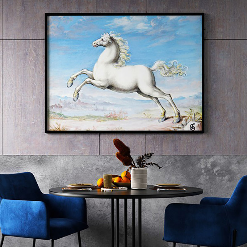 Terrace Near The Sea Canvas Wall Painting - Black Frame