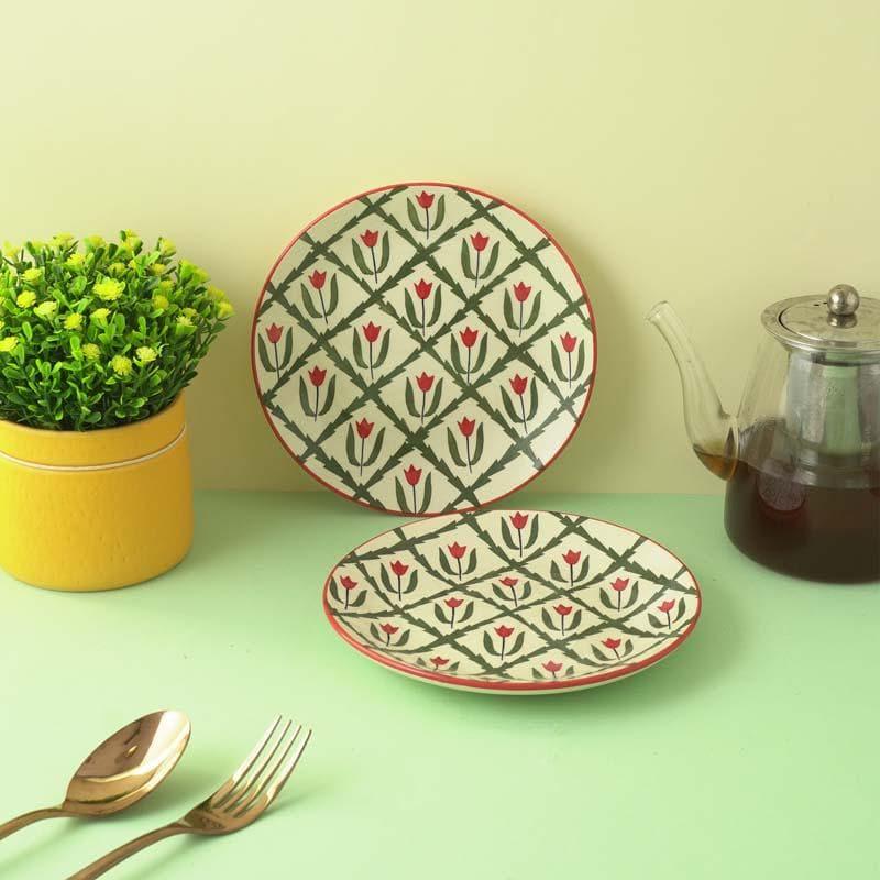 Dianthus Ceramic Quarter Plates - Set Of Two - 7.28x7.28x0.9 inch