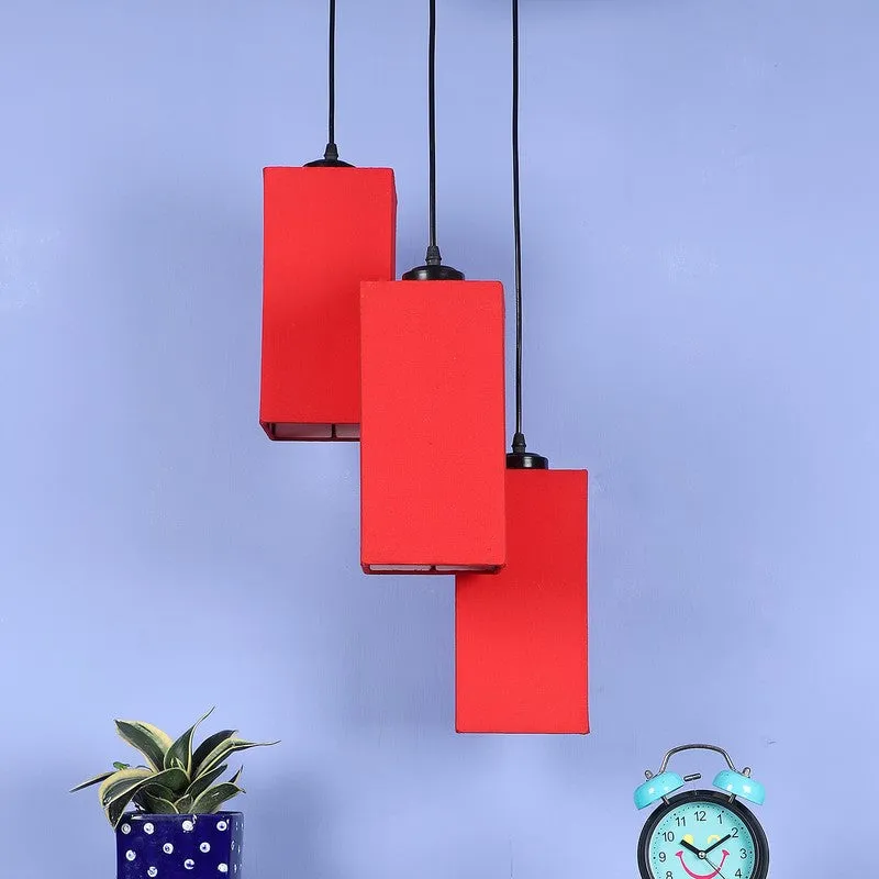 Warm Ivory Triple Metal Ceiling Lamp - Red media 4