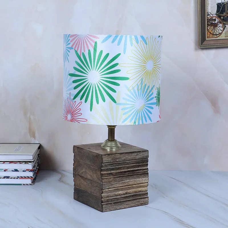Hikari Cube Printed Mango Wood Table Lamp - Multicolor media 3