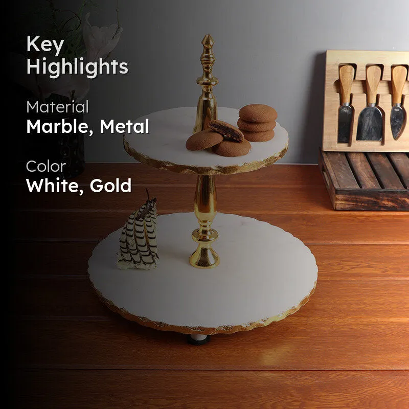 Cavallo Two Tiered Marble Cake Stand media 2