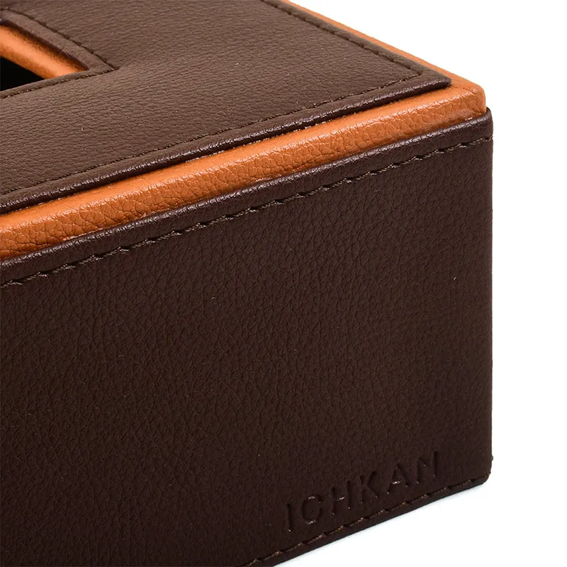 Tisca Edge Faux Leather Tissue Box - Brown media 5