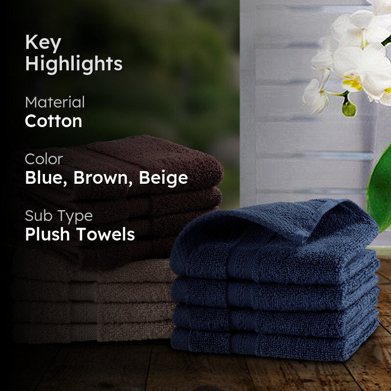 Nuage Cotton Hand & Face Towel (Brown, Beige & Blue) - Set Of Twelve media 2