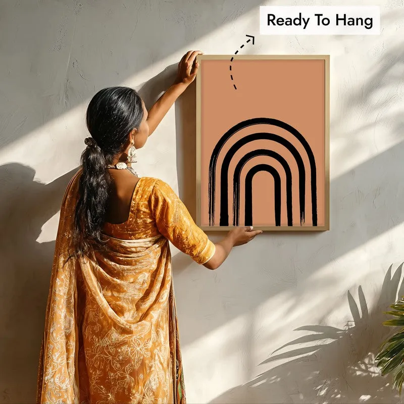Linear Zen Canvas Wall Painting With Brown Frame media 8