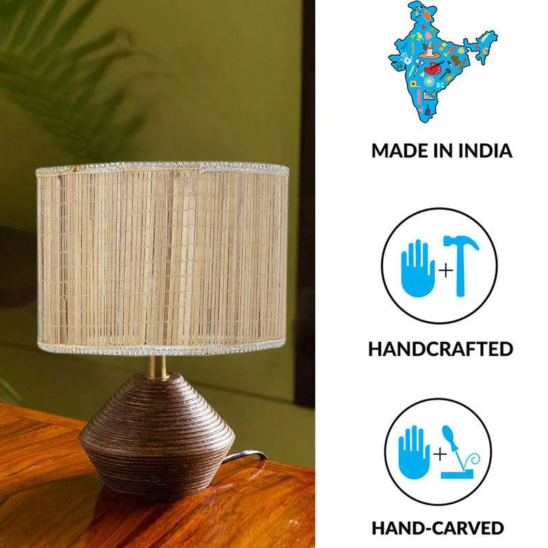 Yami Bamboo Wooden Table Lamp - Brown,Beige media 4