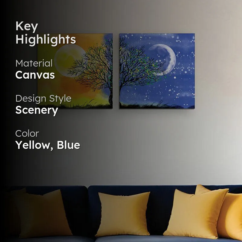 Duality Of Nature Canvas Wall Painting - Set Of Two media 2