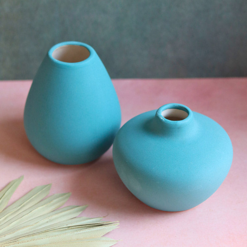 Yelena Orla Ceramic Vase (Blue) - Two Piece Set media 6