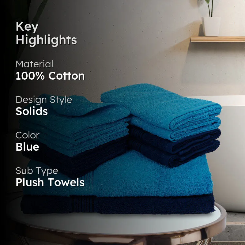 Comfora Towel Set (Sky Blue,Blue) - Fourteen Piece Set media 2