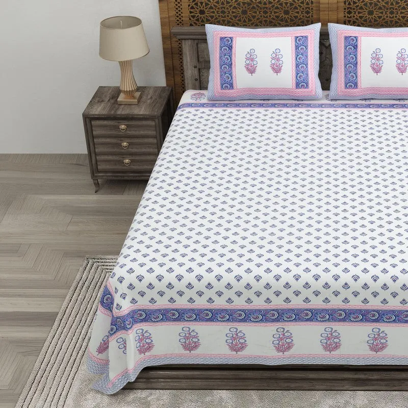 Nestva Cotton Bedsheet (White,Purple,Pink) - 240 TC media 3